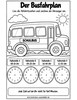 Ausmalbild Busfahrplan Uhrzeiten einzeichnen
