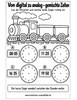 Ausmalbild Digitale und analoge Uhr gemischte Uhrzeiten