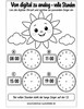 Ausmalbild Digitale und analoge Uhr volle Stunden