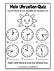 Ausmalbild Uhrzeiten Quiz mit Sonne