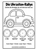 Ausmalbild Uhrzeiten Rallye mit Auto