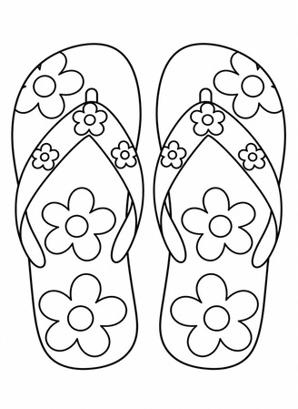 Ausmalbild Flip Flops mit Blumen