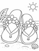 Ausmalbild Flip Flops mit Blumen am Riemen