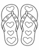 Ausmalbild Flip Flops mit Herzen