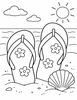 Ausmalbild Flip Flops mit Muschel