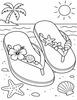 Ausmalbild Flip Flops mit Sommerdeko