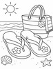 Ausmalbild Flip Flops mit Strandtasche