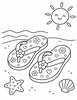 Ausmalbild Kinder Flip Flops am Strand