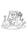 Ausmalbild Golfspieler im Buggy