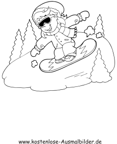 Ausmalbild Snowboard fahren