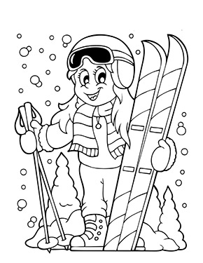 Ausmalbild Skifahrerin