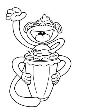 Ausmalbild Affe trommelt