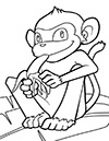 Ausmalbild Affe isst Banane