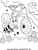 Ausmalbild Biene am Bienenstock