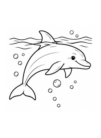 Ausmalbild Delfin an der Wasseroberfläche