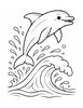 Ausmalbild Delfin an der Welle