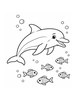 Ausmalbild Delfin mit Fischschwarm
