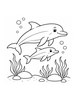 Ausmalbild Delfinmutter mit Delfinkalb