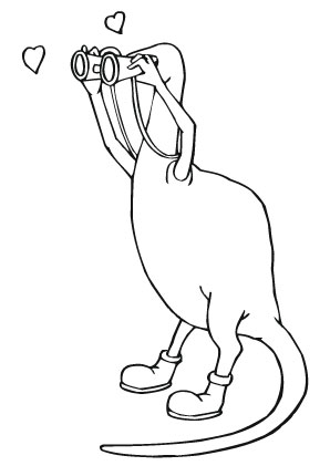 Ausmalbild Dino am Spannen