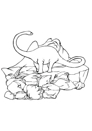 Ausmalbild Dino an der Küste