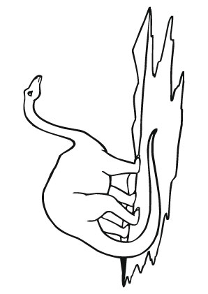 Ausmalbild Dino auf einer Wiese