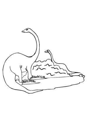 Ausmalbild Dinos im Jungel