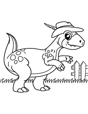 Ausmalbild Dinosaurier geht spazieren