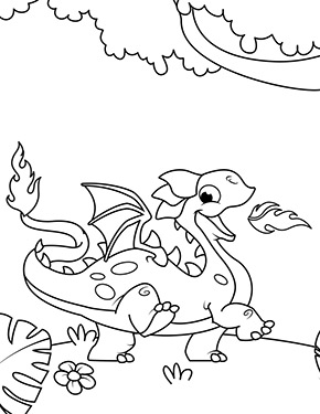 Ausmalbild Drache geht spazieren