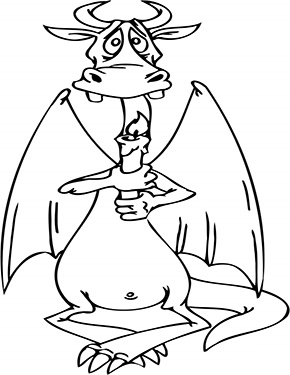 Ausmalbild Drache mit Kerze