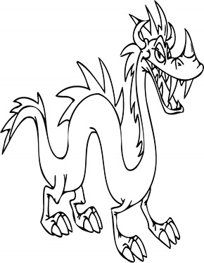 Ausmalbild dünner Drache