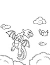 Ausmalbild Drache fliegt