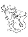 Ausmalbild Drache grillt Marshmallows