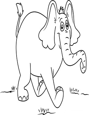 Ausmalbild Elefant geht spazieren