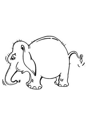 Ausmalbild Graür kleiner Elefant