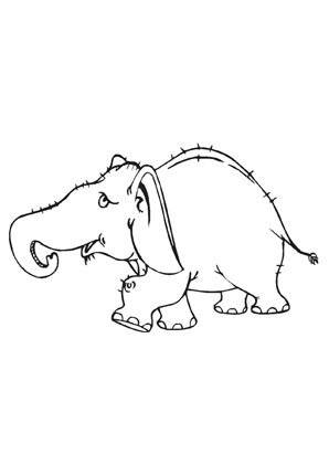 Ausmalbild Kleiner graür Baby Elefant