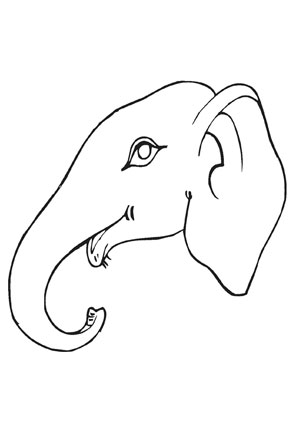 Ausmalbild Lachender Elefant