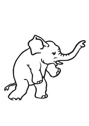 Ausmalbild Stehender Baby Elefant