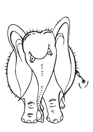 Ausmalbild Verärgerter Elefant