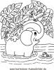 Ausmalbild Elefant im Wasser