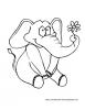 Ausmalbild Elefant mit Blume