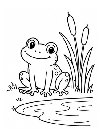 Ausmalbild Frosch am Teichrand