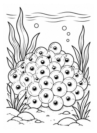 Ausmalbild Froschlaich im Wasser