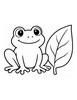 Ausmalbild Einfacher Frosch mit Blatt