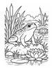 Ausmalbild Frosch am Teich mit Seerosen