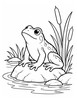 Ausmalbild Frosch auf Stein am Wasser