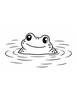 Ausmalbild Frosch schwimmt im Teich