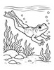 Ausmalbild Frosch schwimmt unter Wasser
