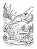 Ausmalbild Frosch springt in den Teich