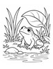 Ausmalbild Frosch unter grossem Blatt