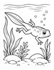 Ausmalbild Jungfrosch mit Schwanz unter Wasser